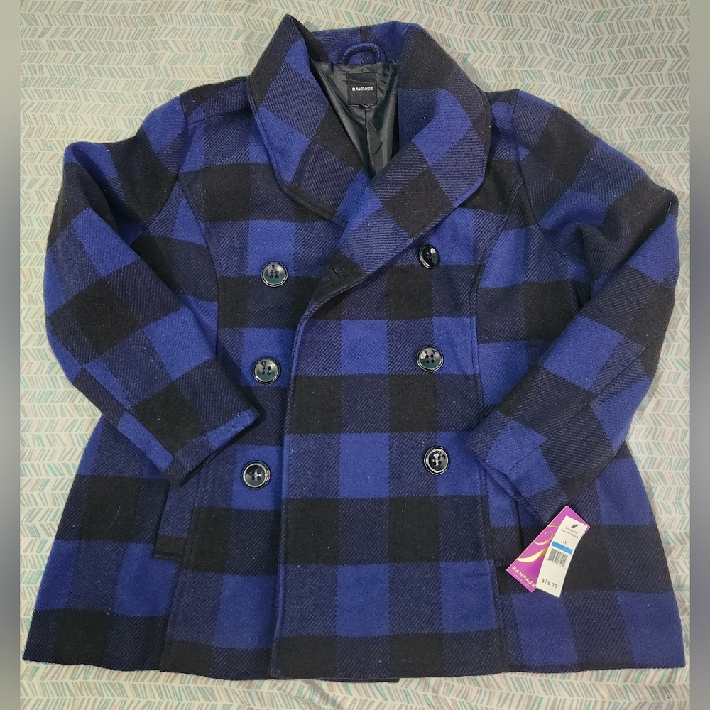 Womens Rampage Blue and Black Pea Coar